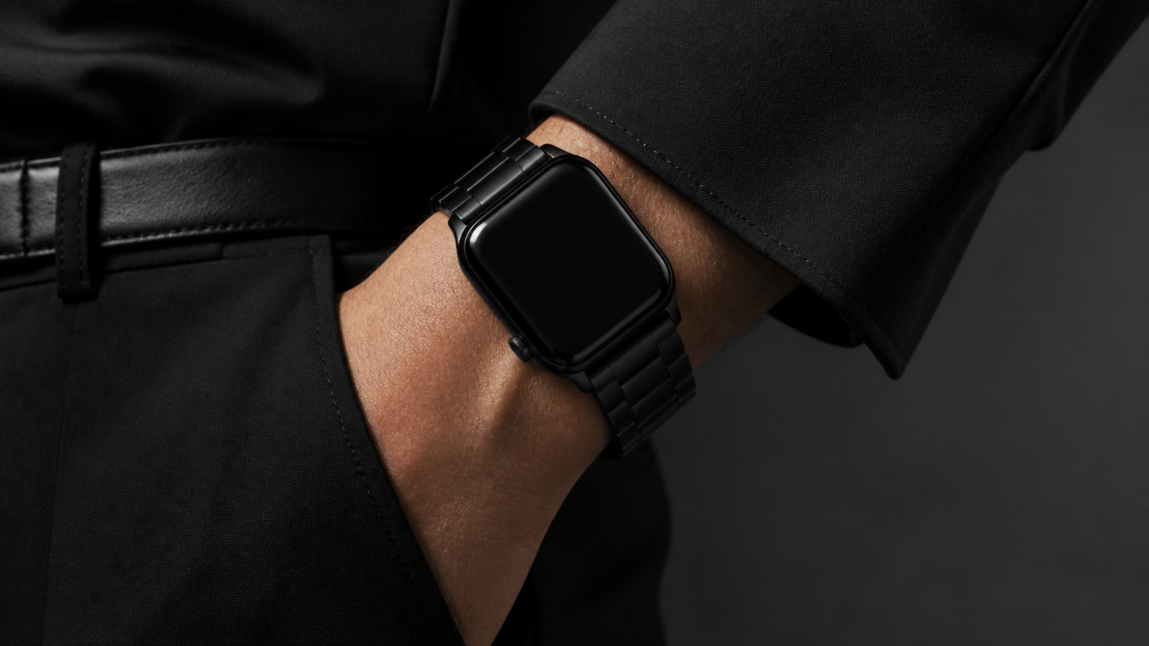Image of the Black Apple Watch Metal Band