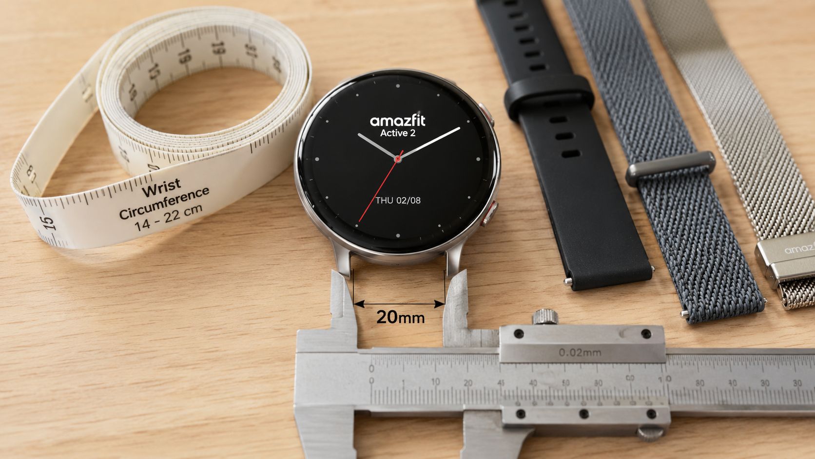 Image of Amazfit Active 2 Watch Band Size Guide