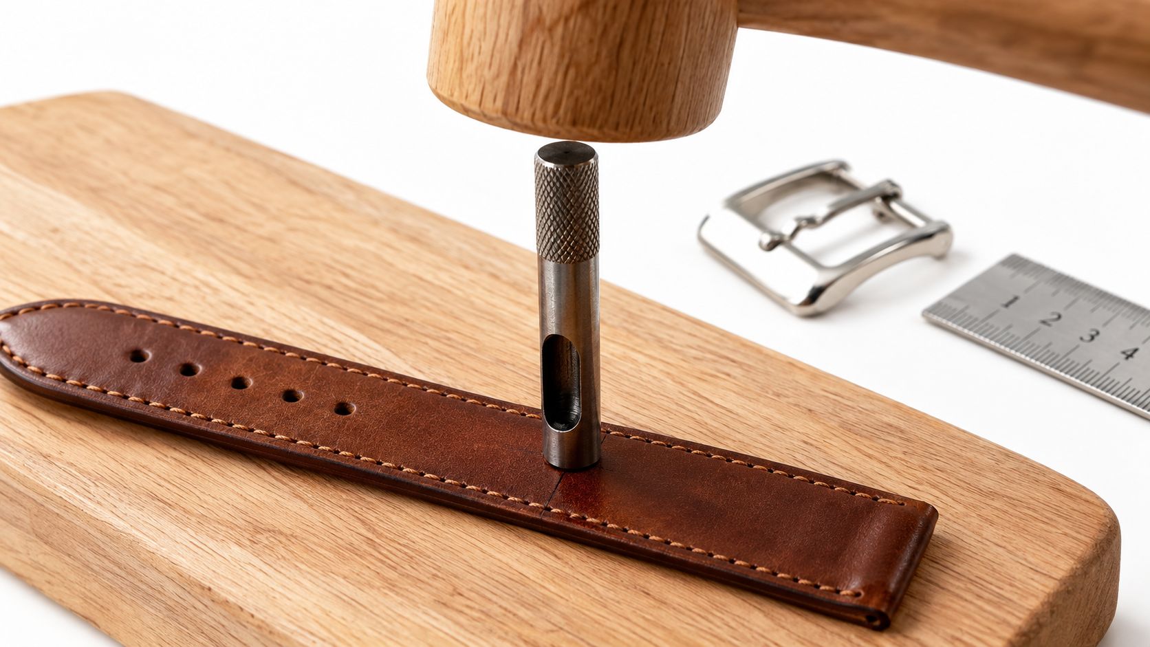 Image of How to Punch a Hole in a Leather Watch Band Safely