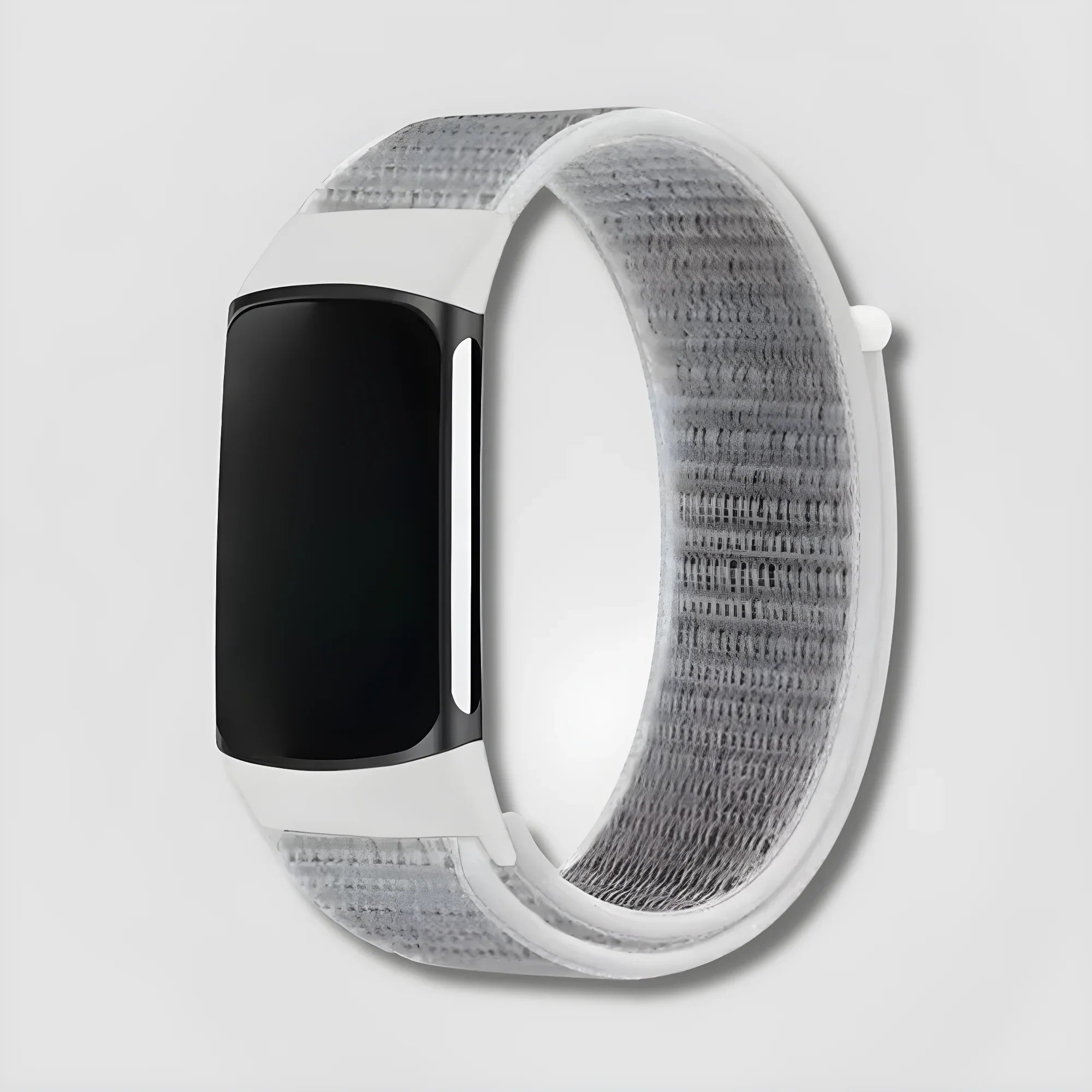 Image of Aeri Sport Loop Ash band on Fitbit Charge fitness tracker with silver and grey design