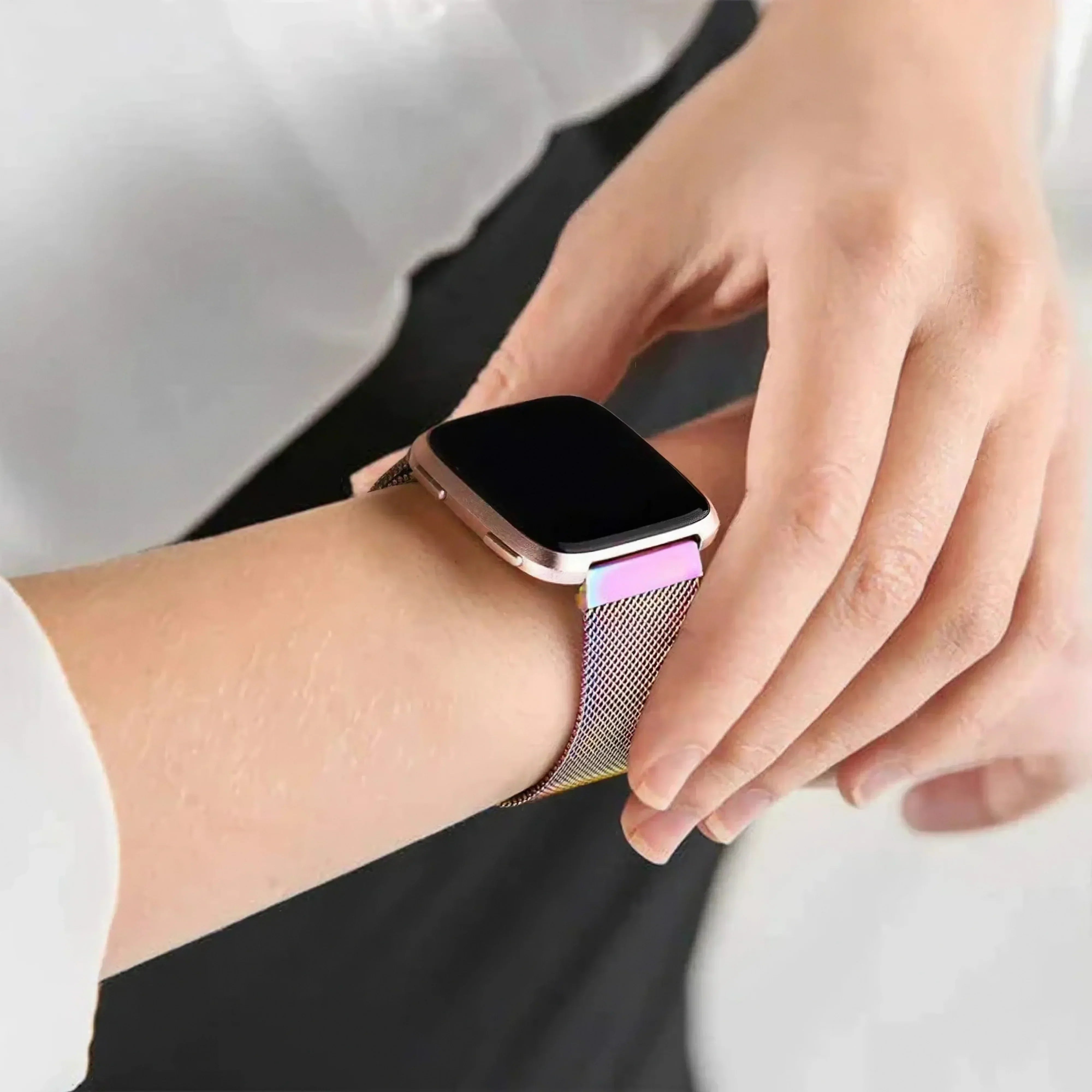 Image of Nova — Magnetic Milanese (Light Pink) — Fitbit Versa 3/4 & Sense 1/2 - Nothing but Bands