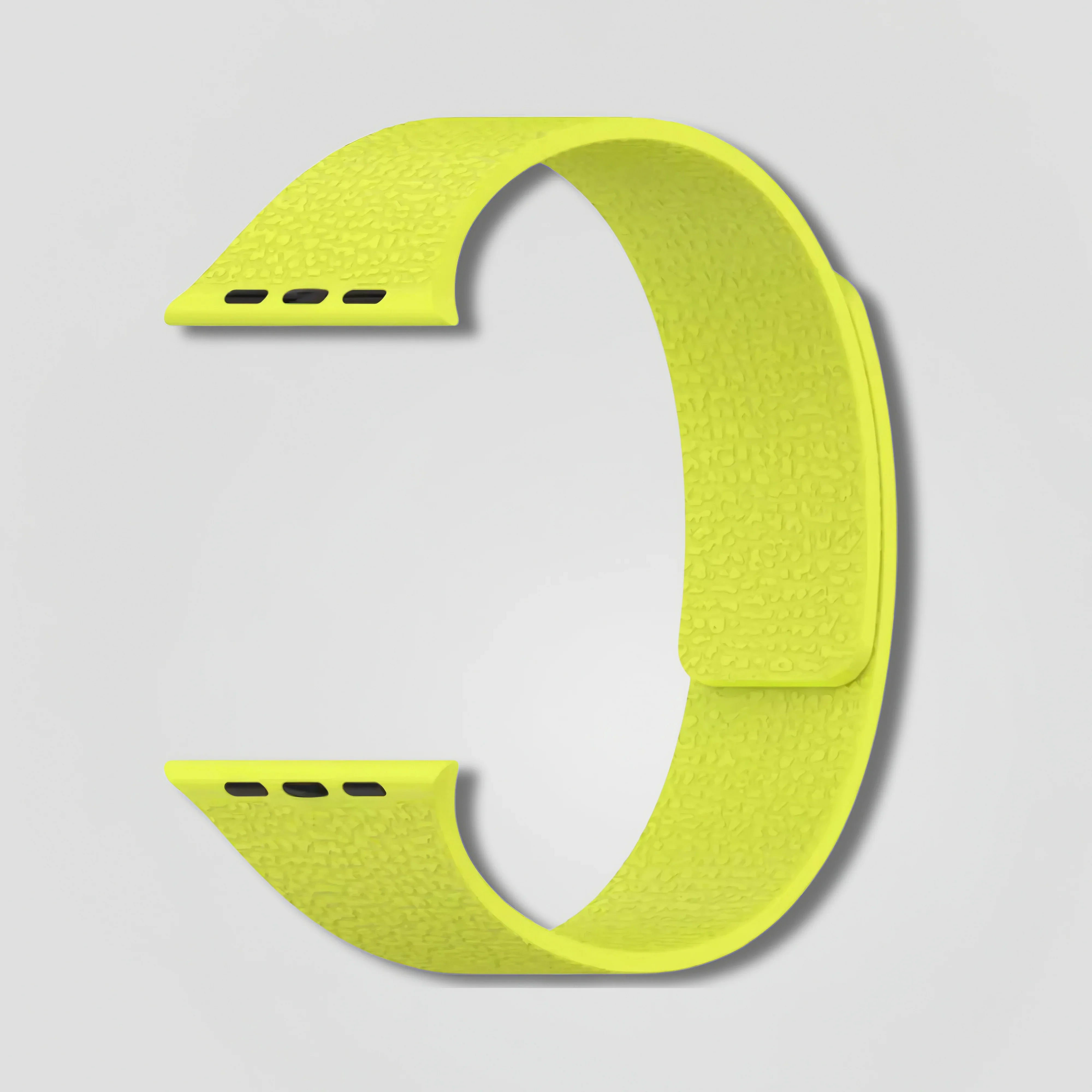 Neon lime textured magnetic loop Apple Watch band on white background