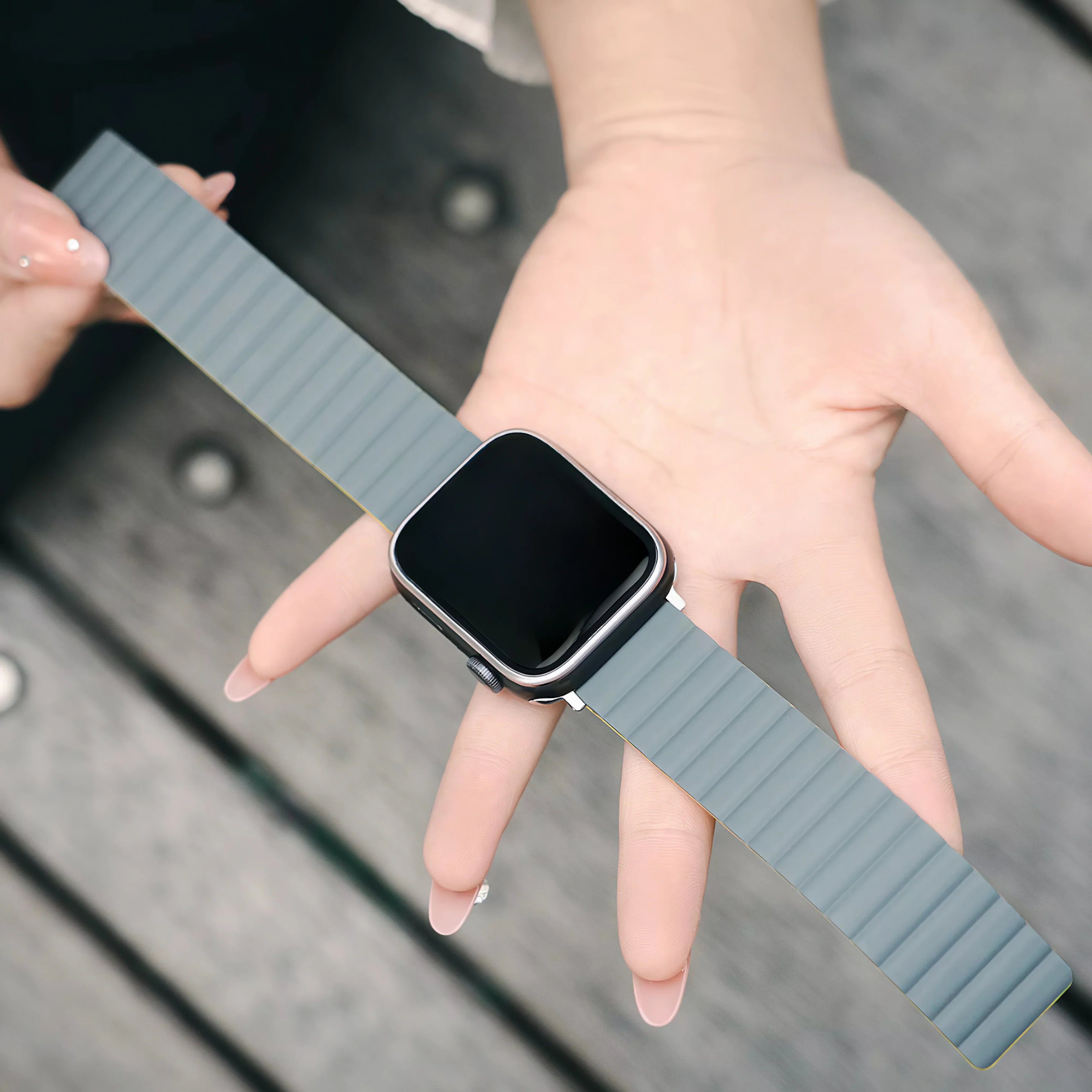 Image of Velin — Magnetic Silicone Band (Black/Orange) — Apple Watch - Nothing but Bands