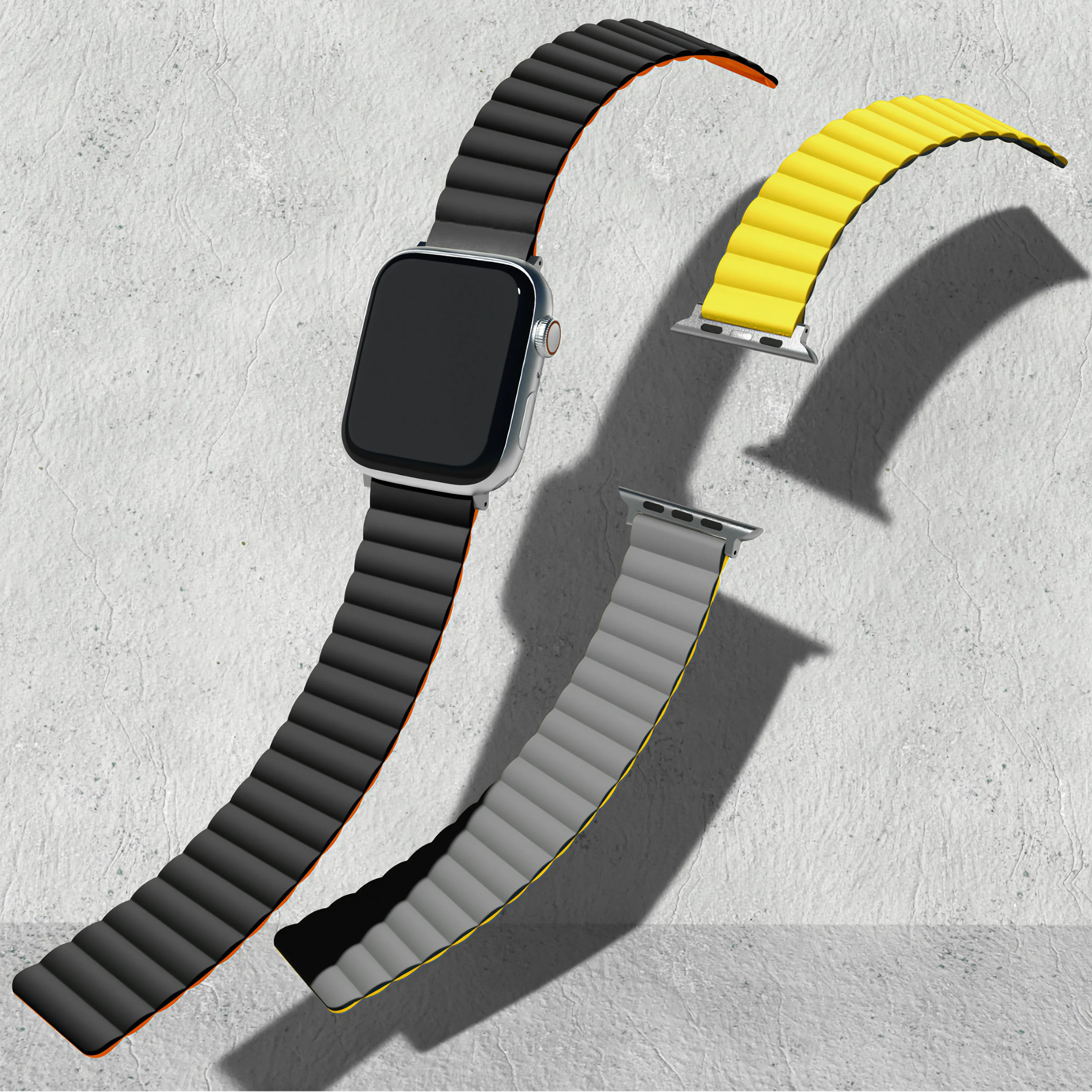 Image of Velin — Magnetic Silicone Band (Black/Orange) — Apple Watch - Nothing but Bands