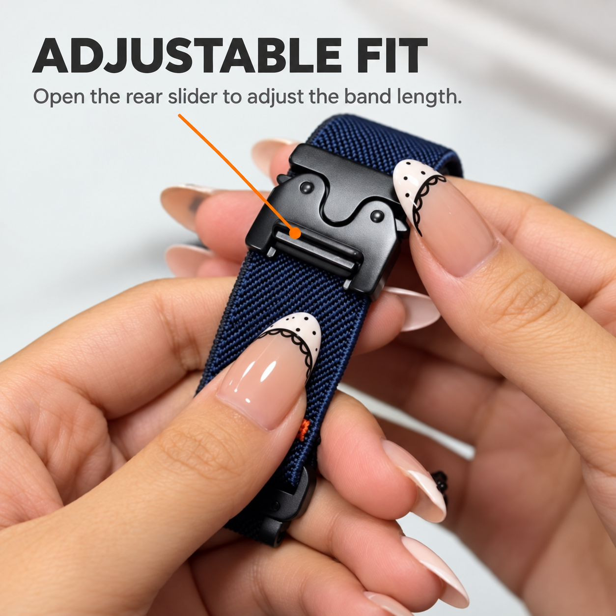 Image of Rappel stretch nylon loop and parachute buckle detail for Garmin QuickFit 22