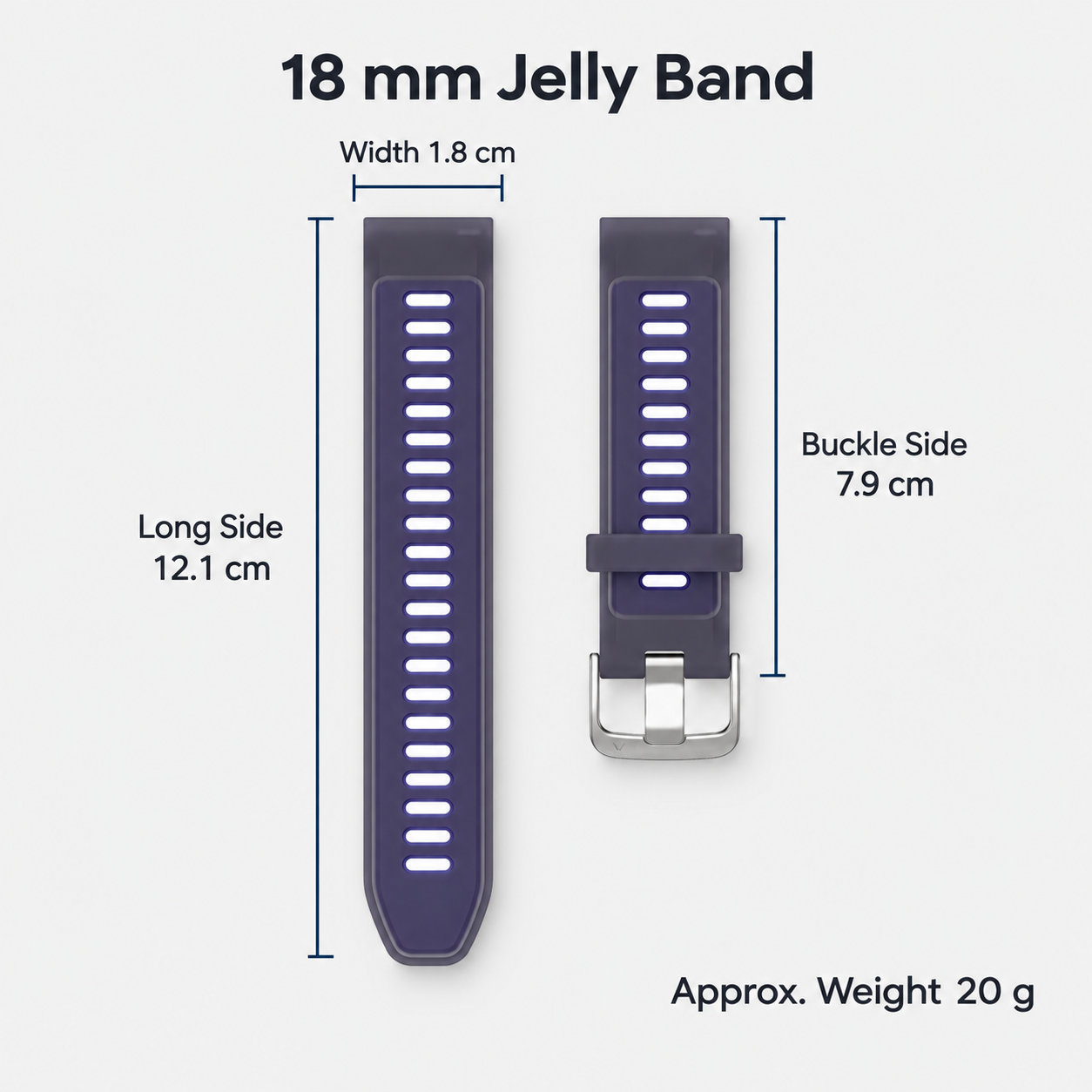 Image of Jelli jelly-style silicone sport band detail for Quick Release 20mm