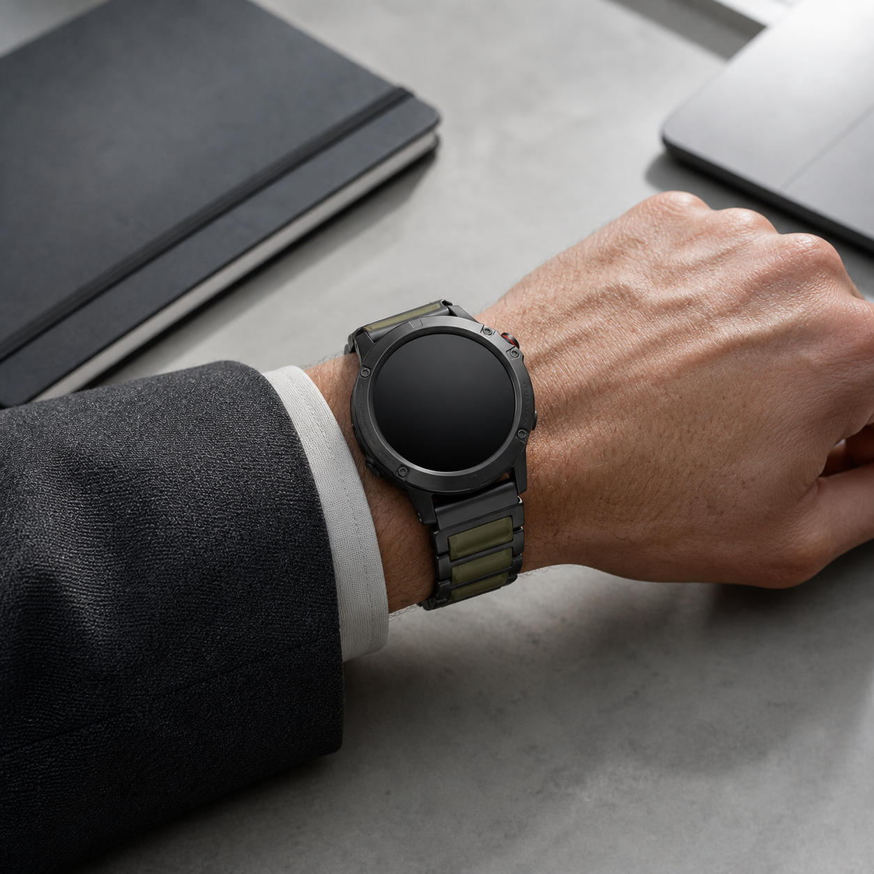 Image of Zephyr — Stainless Silicone Link — Garmin QuickFit 22