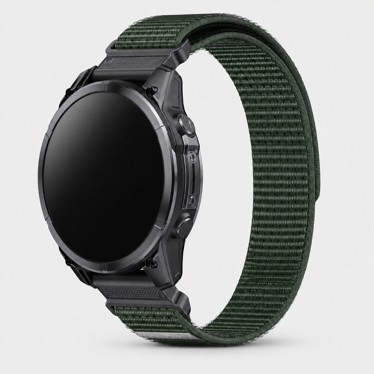 Image of Kestrel Green and Grey nylon loop on a Garmin watch