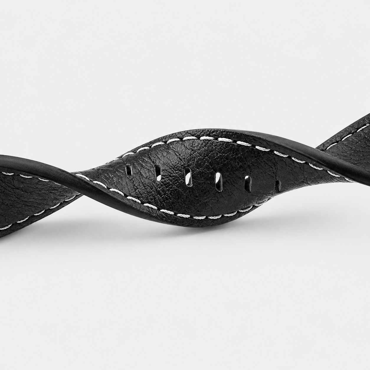 Image of Langford Black textured leather band and buckle detail