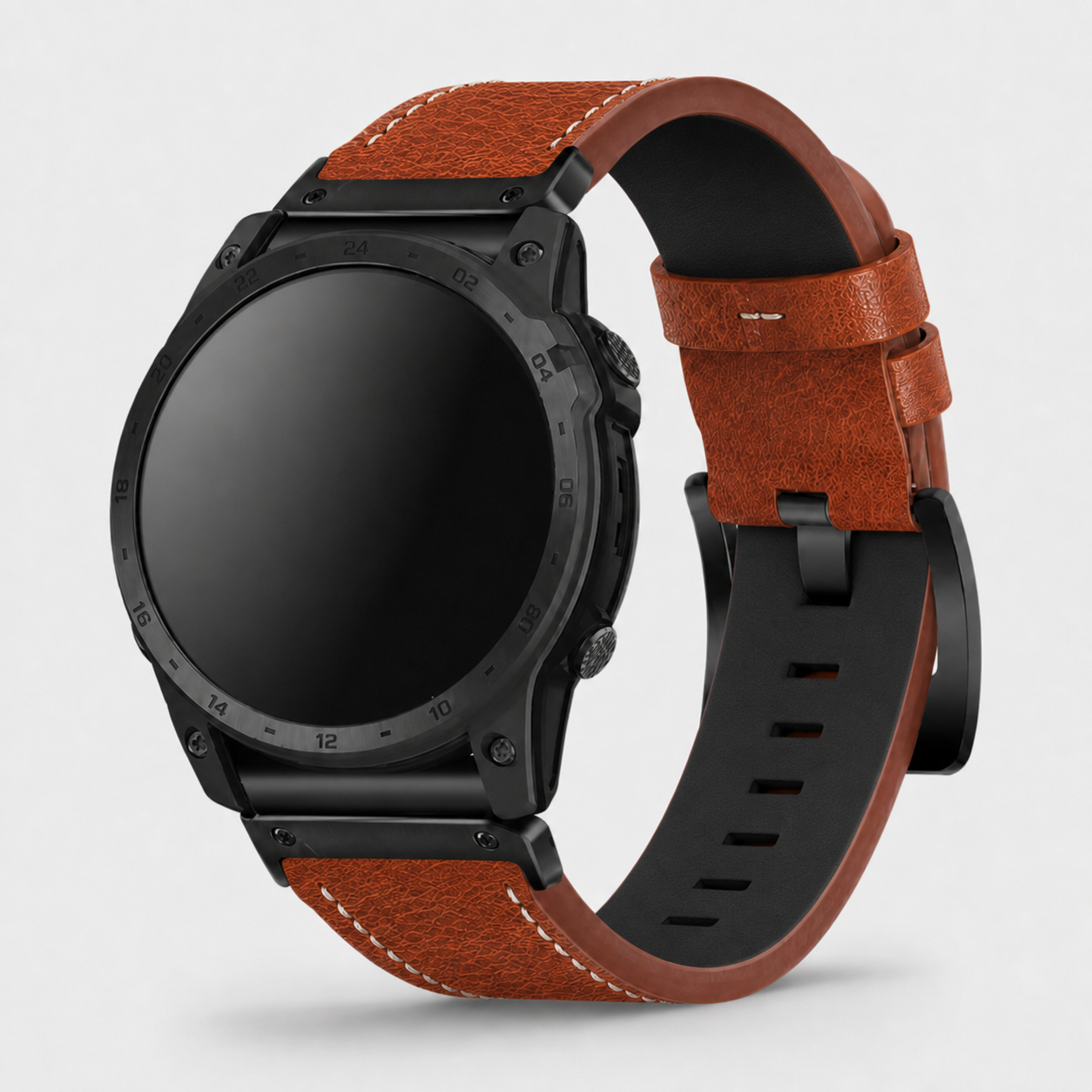 Image of Langford Brown leather band fitted to a Garmin watch