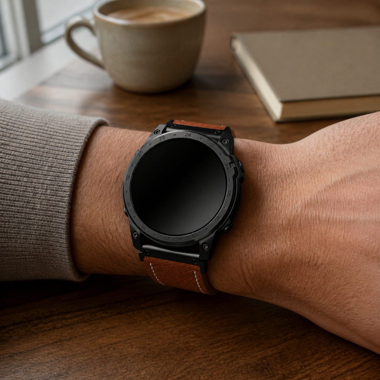 Image of Langford Brown leather band lifestyle view