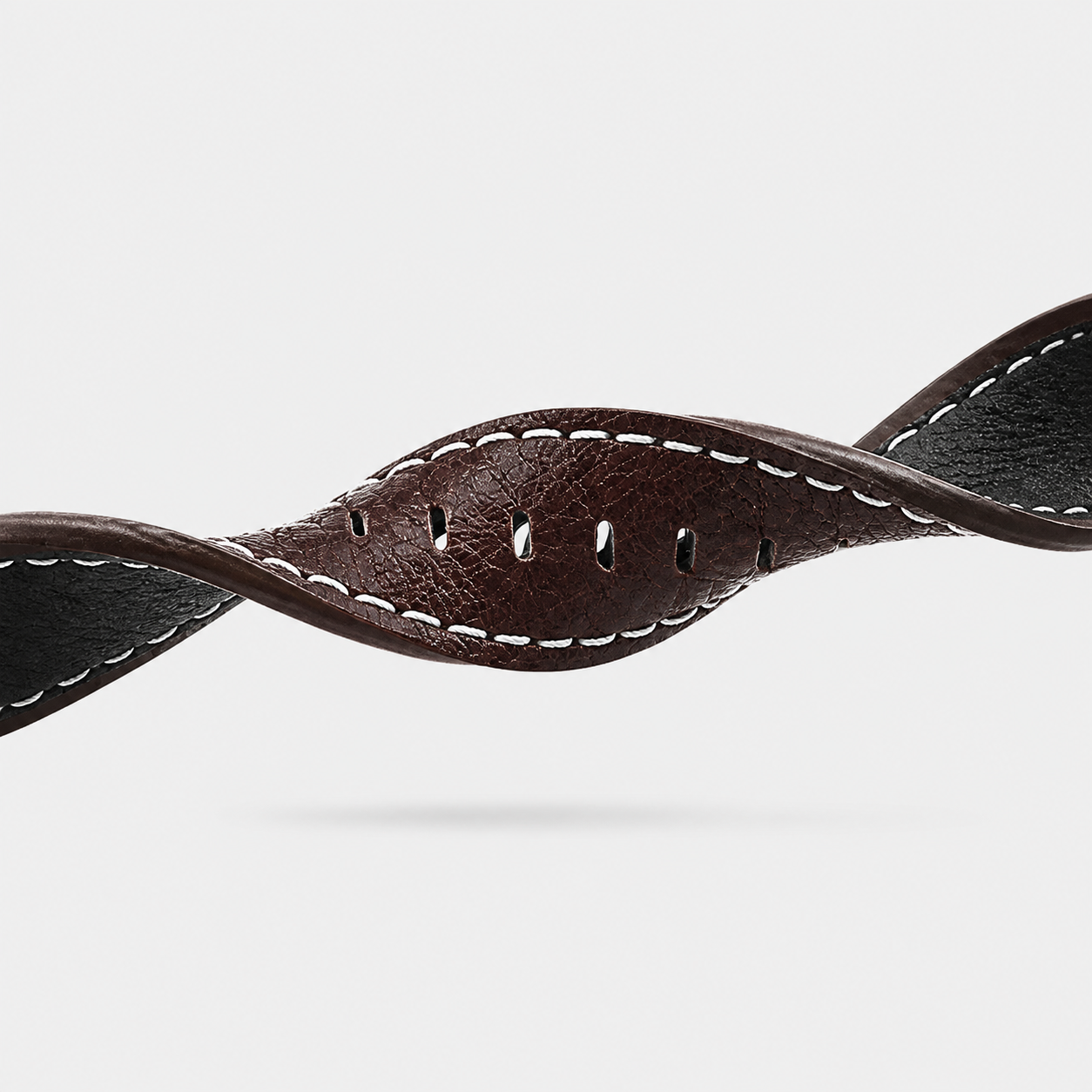 Image of Langford Chocolate textured leather band and buckle detail