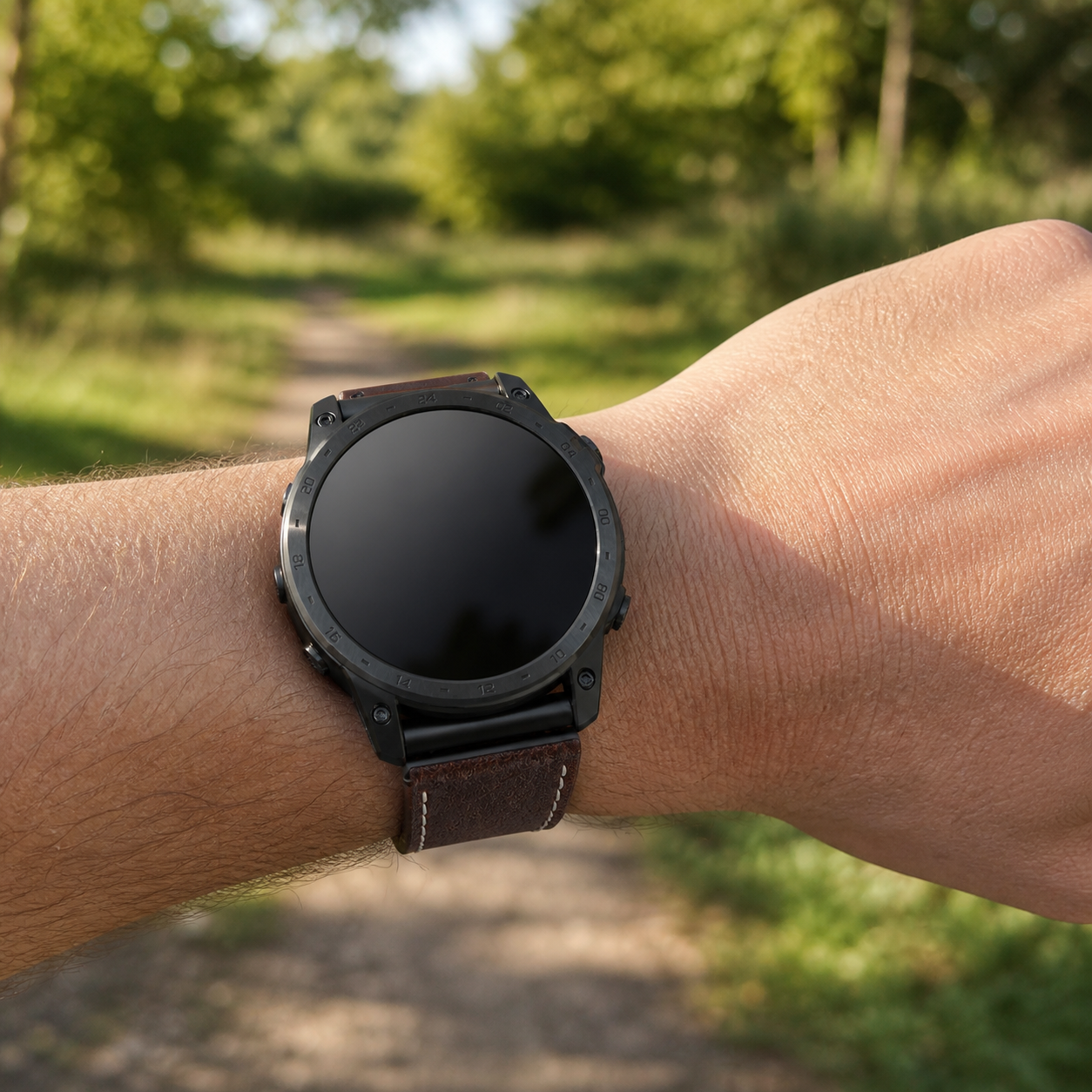Image of Langford Chocolate leather band lifestyle view