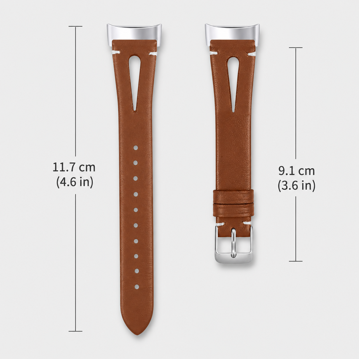 Image of Leora Genuine Leather Band for Fitbit Charge 5/6 strap length guide