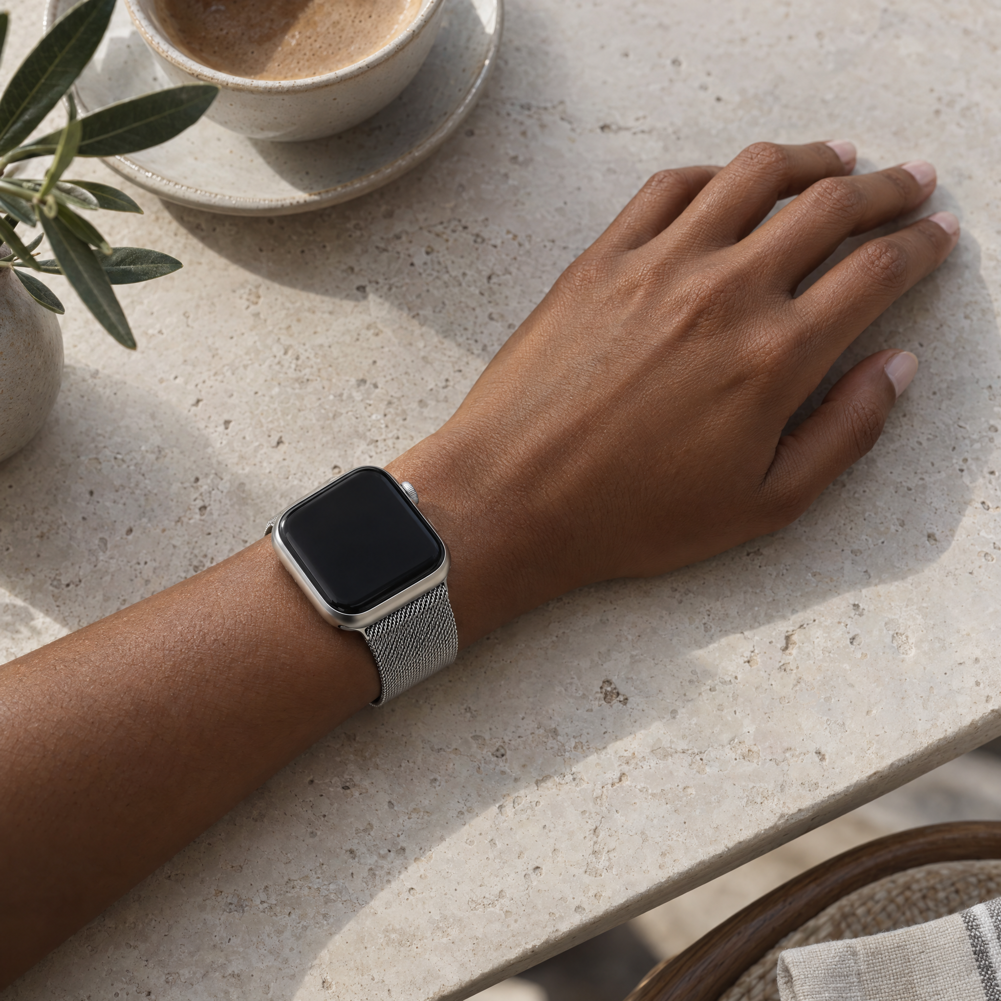 Image of milanese watch bands worn on a wrist