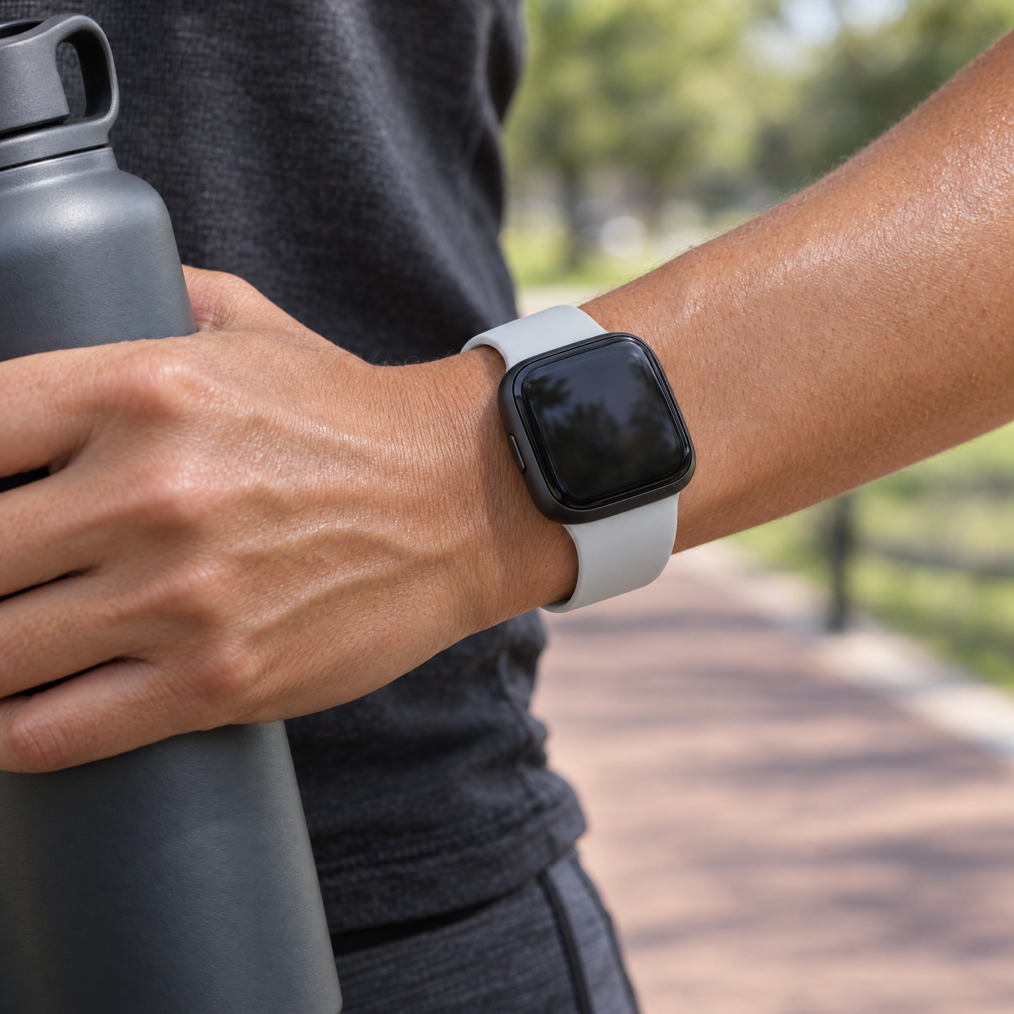 Image of silicone watch bands worn on a wrist