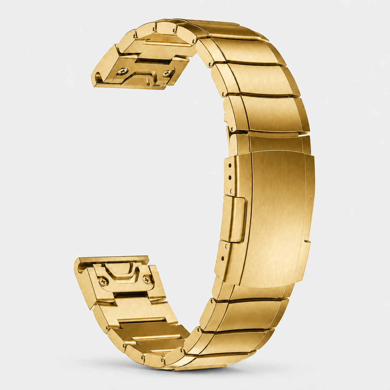 Image of Rovik Gold stainless link band and deployment clasp detail