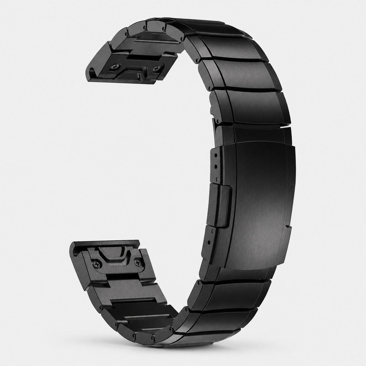 Image of Rovik Black stainless link band and deployment clasp detail
