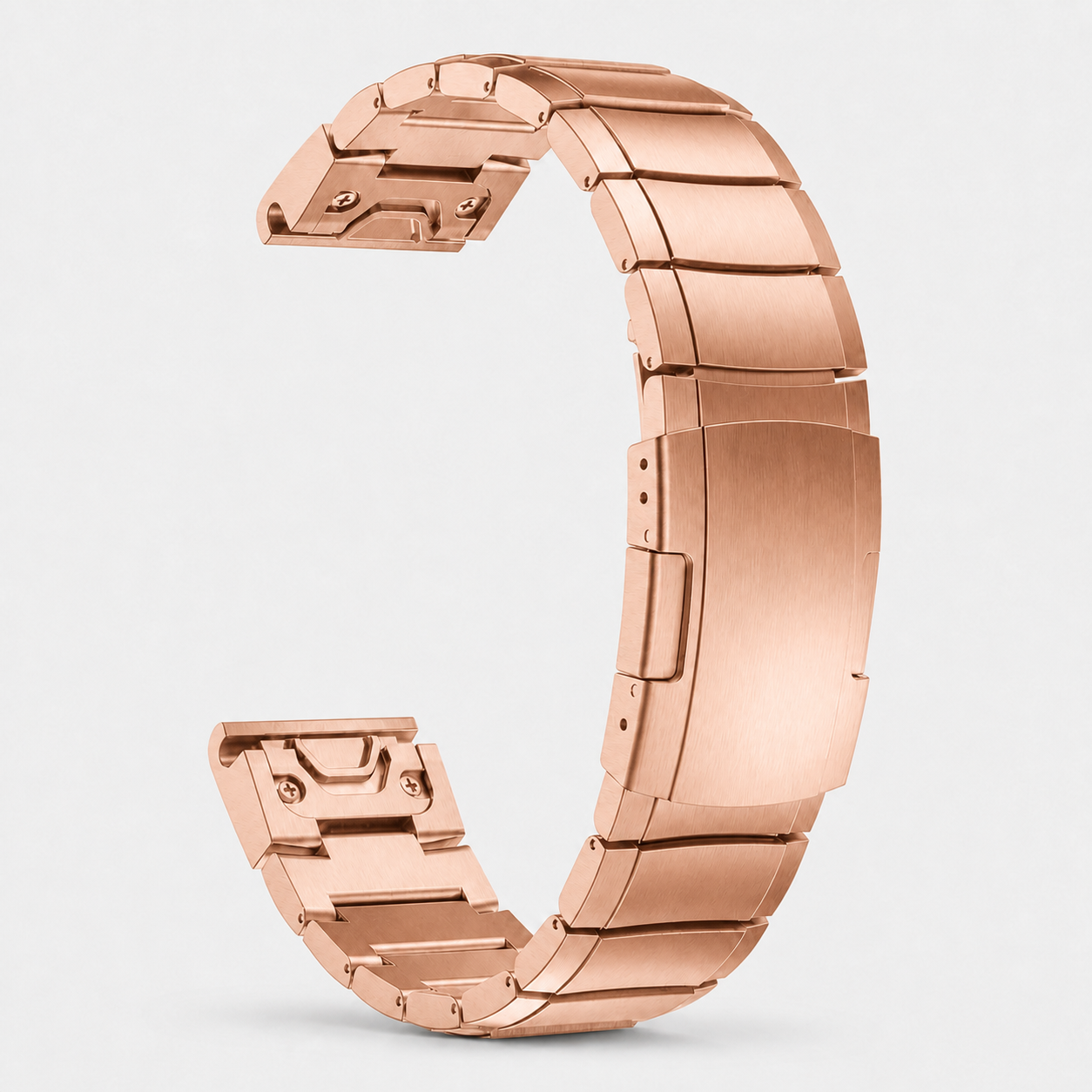 Image of Rovik Rose Gold stainless link band and deployment clasp detail