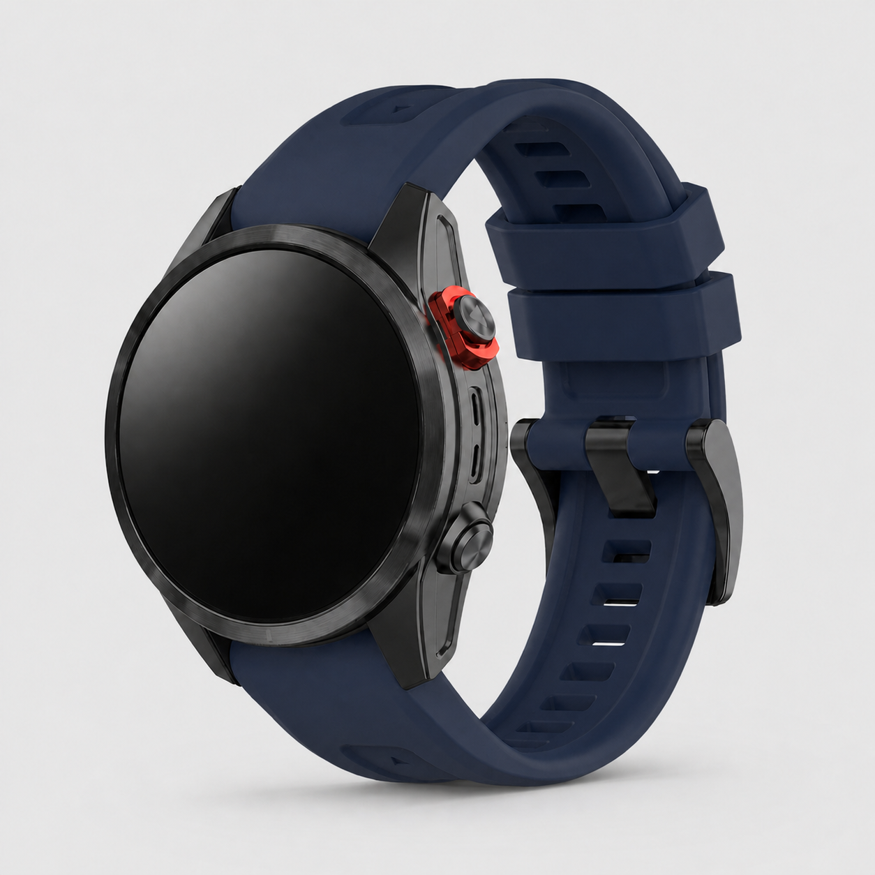 Image of Talon Navy Blue silicone sport band fitted to a Garmin watch