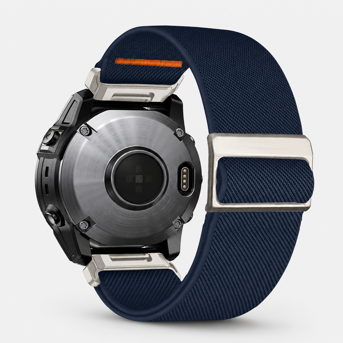 Image of Vektor Navy Blue woven nylon loop fitted to a Garmin watch